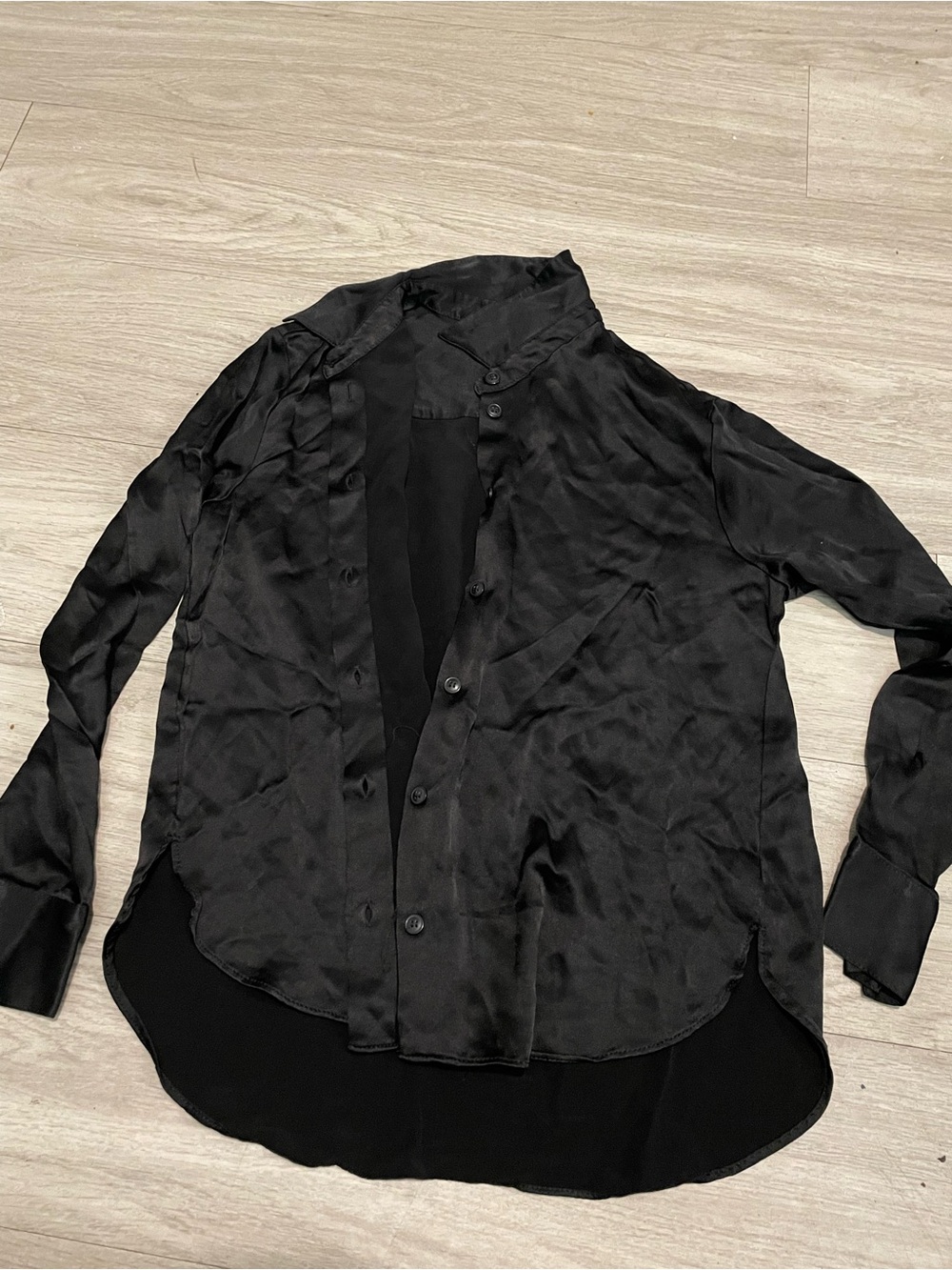 Zara Black Women's Satin Button-Down Shirt